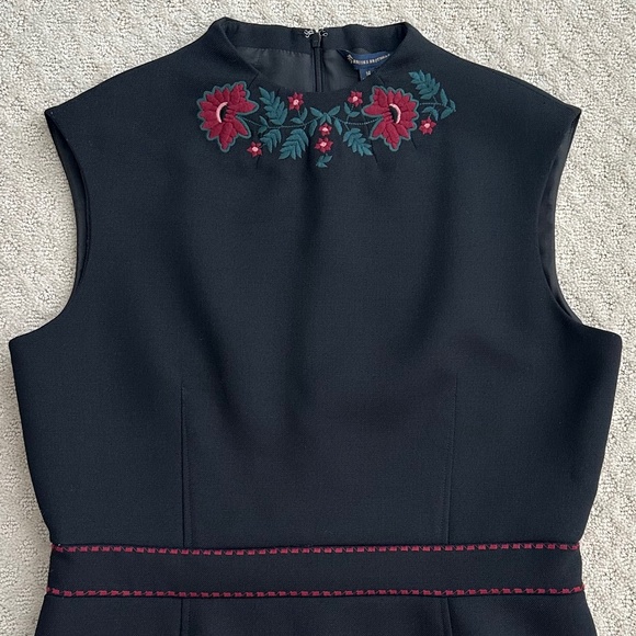Brooks Brothers Floral Embroidered High Neck Wool Blend Sheath Dress 14 Classic - Picture 2 of 15
